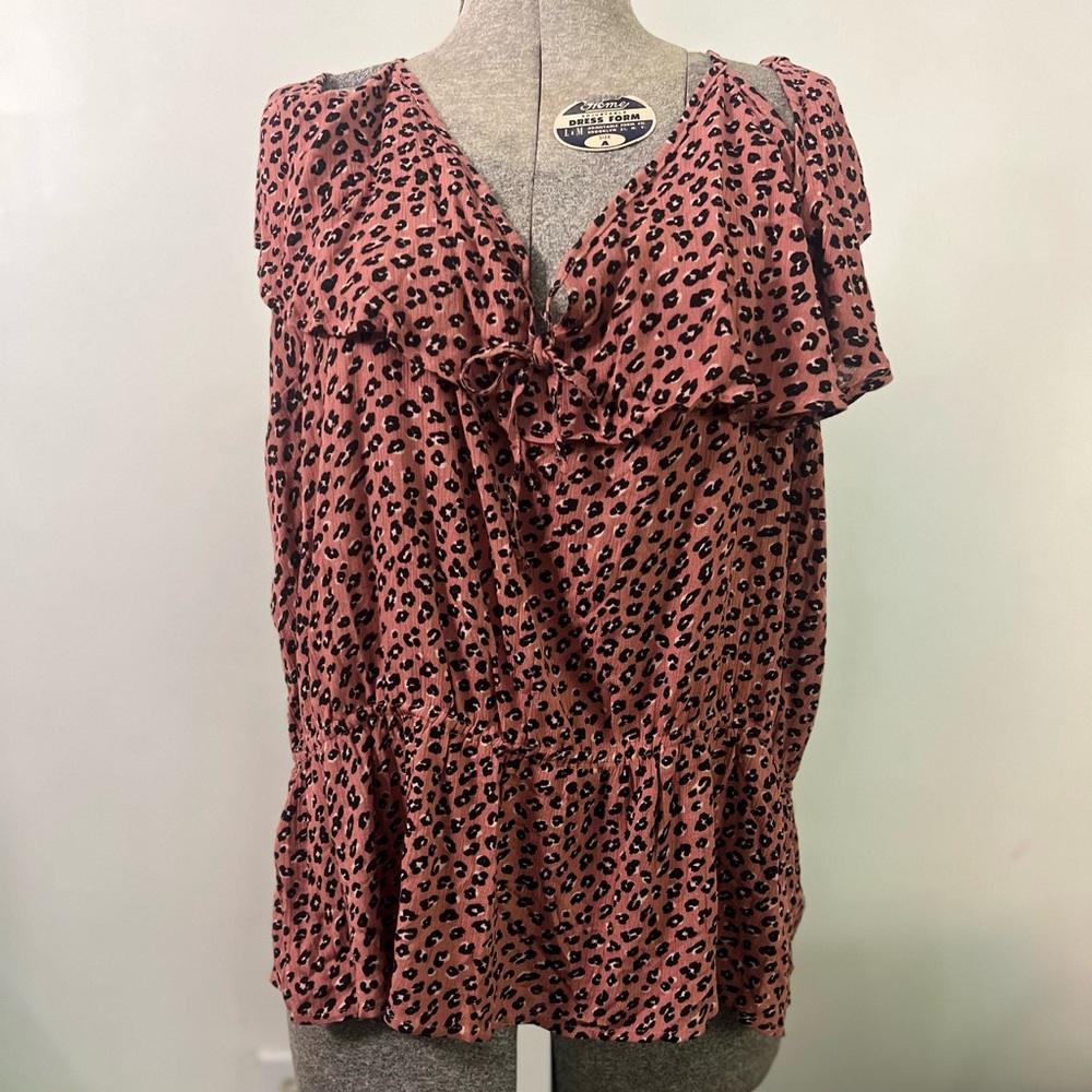 Moral Fiber Top Womens‎ Juniors 3X Leopard Print Off The Shoulder Tank
